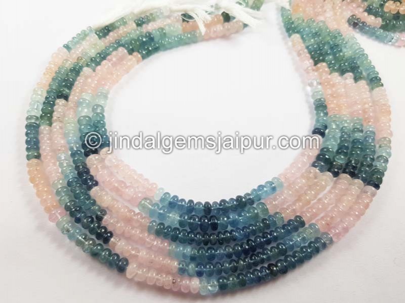Multi Milky Aquamarine Smooth Roundelle Beads